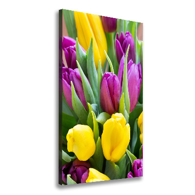 Foto auf leinwand vertikales Bunte Tulpen