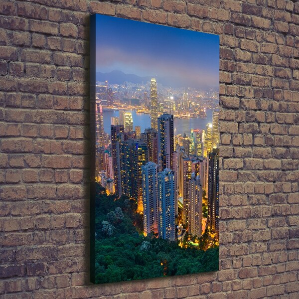 Wandbild vertikales Hongkong bei Nacht