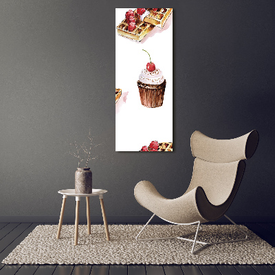 Wandbild vertikales Muffins und Waffeln