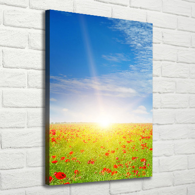 Foto leinwand vertikales Mohnfeld