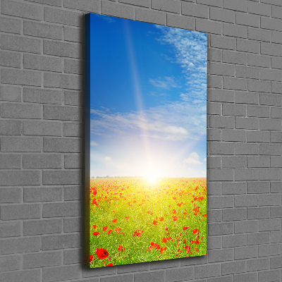 Foto leinwand vertikales Mohnfeld