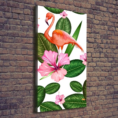 Foto leinwand vertikales Flamingos und Blumen