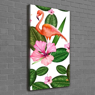 Foto leinwand vertikales Flamingos und Blumen