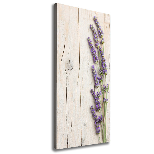 Wandbild vertikales Lavendel auf Holz