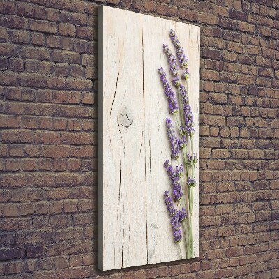 Wandbild vertikales Lavendel auf Holz