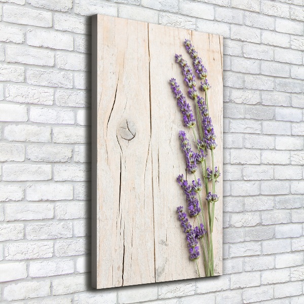 Wandbild vertikales Lavendel auf Holz