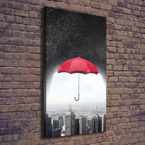 Foto auf leinwand vertikales Regenschirm über der Stadt