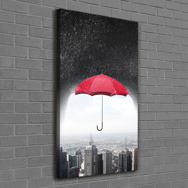 Foto auf leinwand vertikales Regenschirm über der Stadt