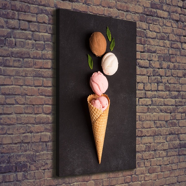 Foto leinwand vertikales Eiscreme in einer Waffeltüte