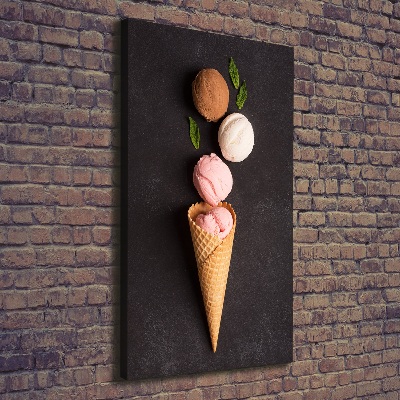 Foto leinwand vertikales Eiscreme in einer Waffeltüte