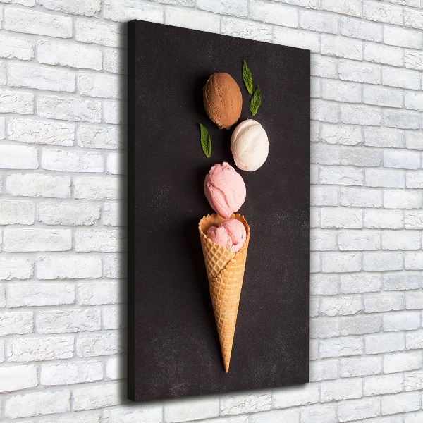 Foto leinwand vertikales Eiscreme in einer Waffeltüte