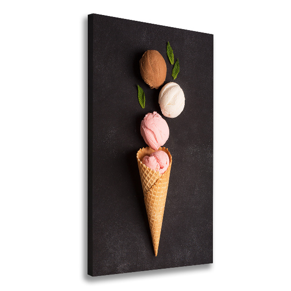 Foto leinwand vertikales Eiscreme in einer Waffeltüte