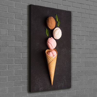 Foto leinwand vertikales Eiscreme in einer Waffeltüte