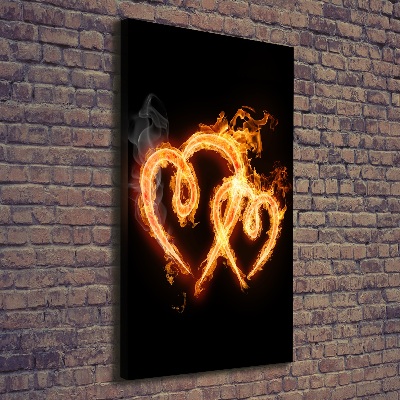 Foto auf leinwand vertikales Brennende Herzen