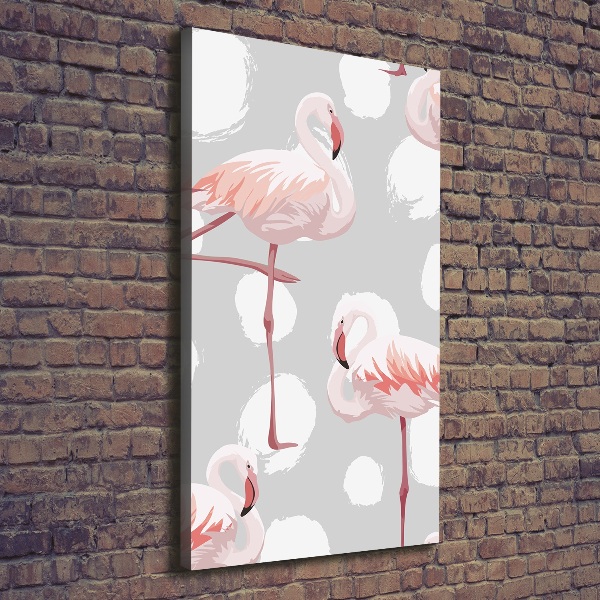 Foto auf leinwand vertikales Flamingos und Punkte