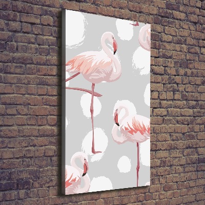 Foto auf leinwand vertikales Flamingos und Punkte