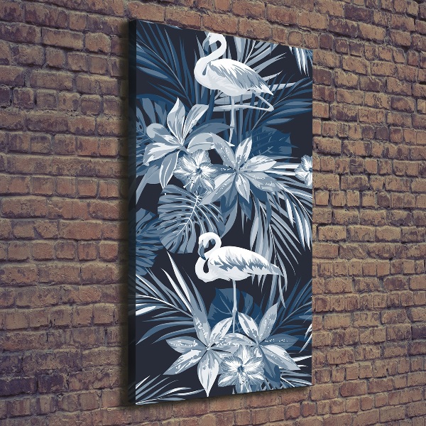 Wandbild vertikales Blumen und Flamingos