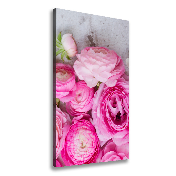 Wandbild vertikales Rosa Butterblumen