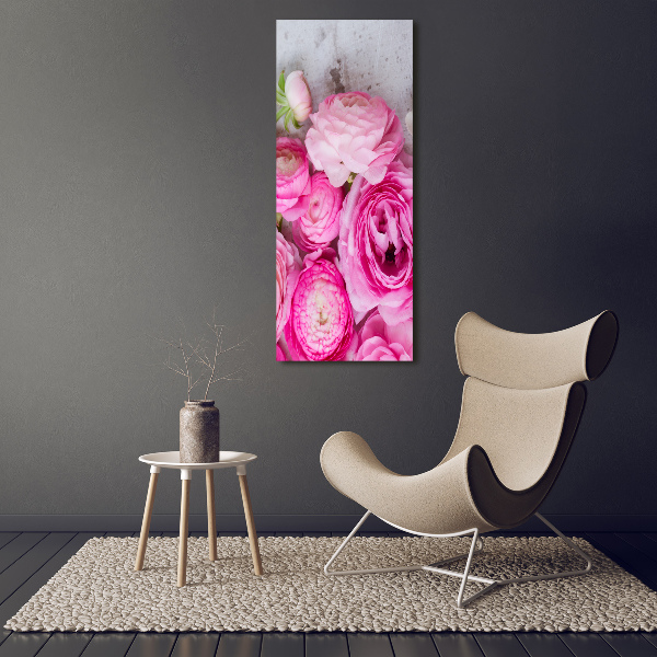 Wandbild vertikales Rosa Butterblumen