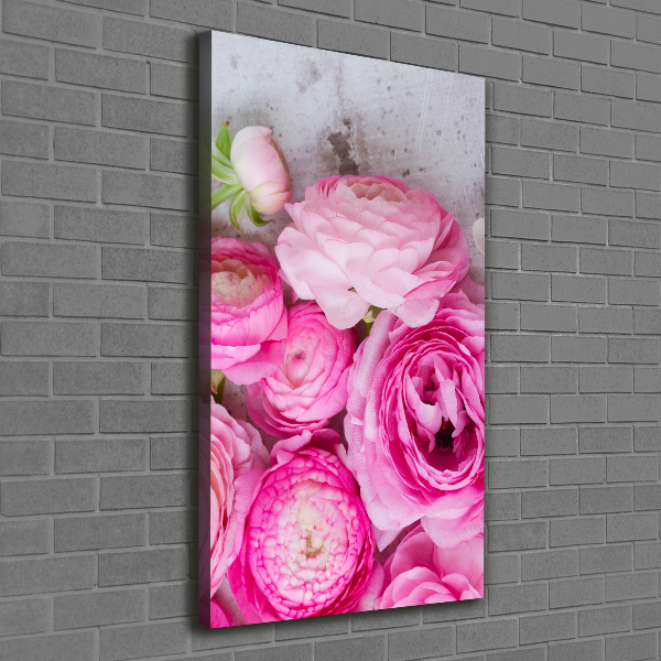 Wandbild vertikales Rosa Butterblumen