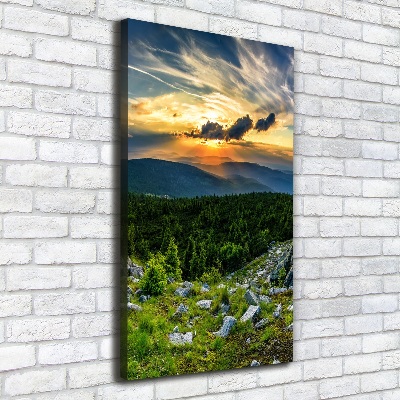 Foto leinwand vertikales Panorama der Berge