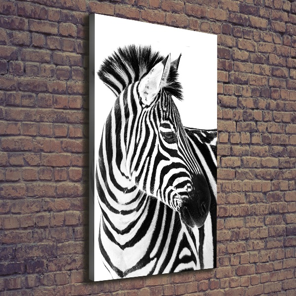 Wandbild vertikales Zebra im Schnee
