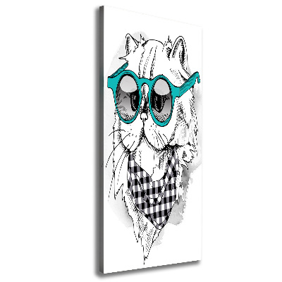 Foto leinwand vertikales Katze mit Brille
