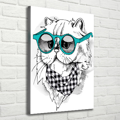 Foto leinwand vertikales Katze mit Brille