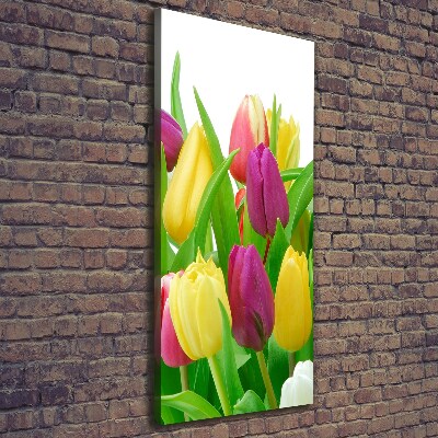 Wandbild vertikales Bunte Tulpen