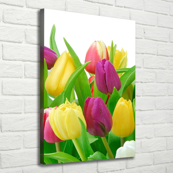 Wandbild vertikales Bunte Tulpen