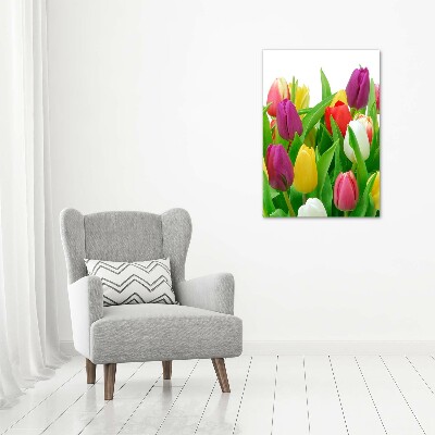 Wandbild vertikales Bunte Tulpen