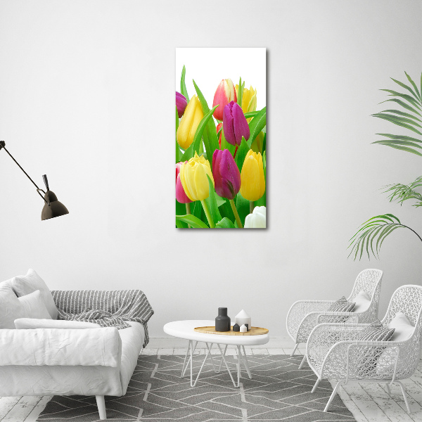 Wandbild vertikales Bunte Tulpen