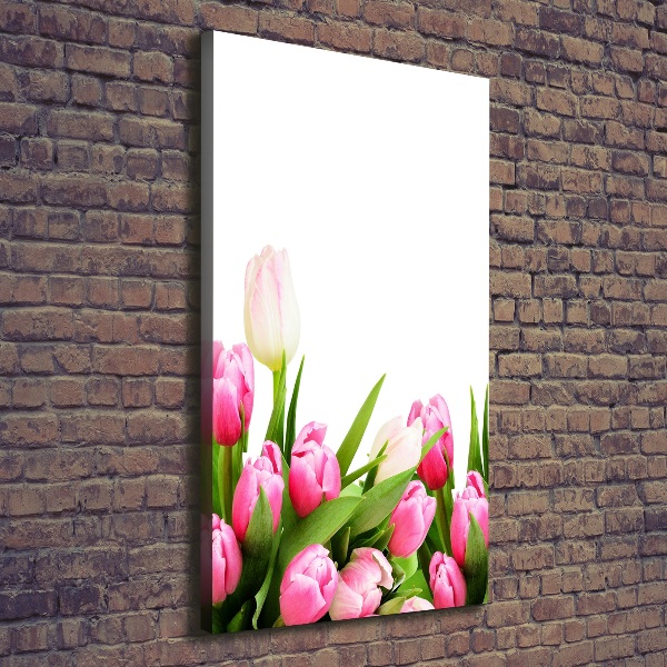Foto auf leinwand vertikales Rosa Tulpen