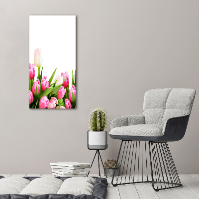 Foto auf leinwand vertikales Rosa Tulpen