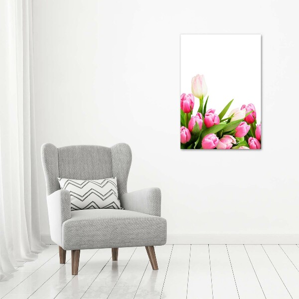 Foto auf leinwand vertikales Rosa Tulpen