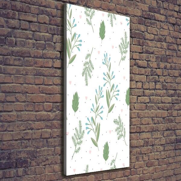 Wandbild vertikales Blätter und Herzen