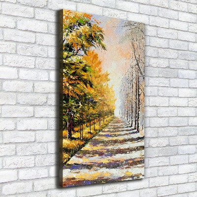 Wandbild vertikales Winter und Herbst