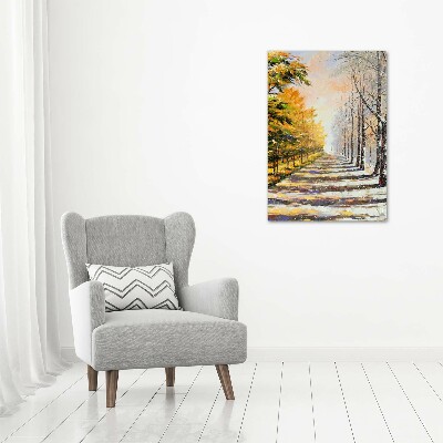 Wandbild vertikales Winter und Herbst