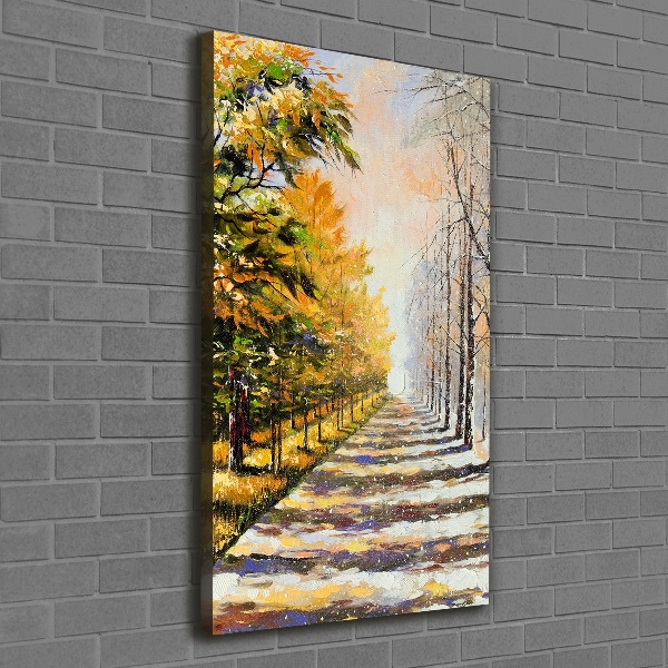Wandbild vertikales Winter und Herbst