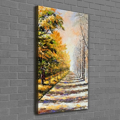 Wandbild vertikales Winter und Herbst