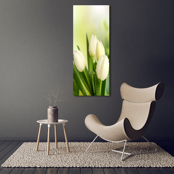Foto auf leinwand vertikales Weiße Tulpen