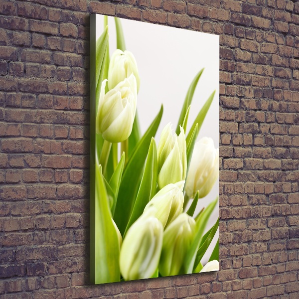 Wandbild vertikales Weiße Tulpen
