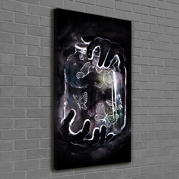 Wandbild vertikales Schmetterlinge im Glas