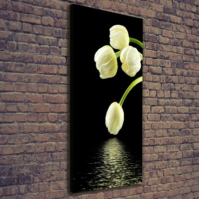 Foto leinwand vertikales Weiße Tulpen