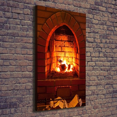 Foto leinwand vertikales Feuer im Kamin