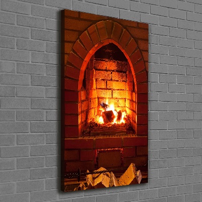Foto leinwand vertikales Feuer im Kamin
