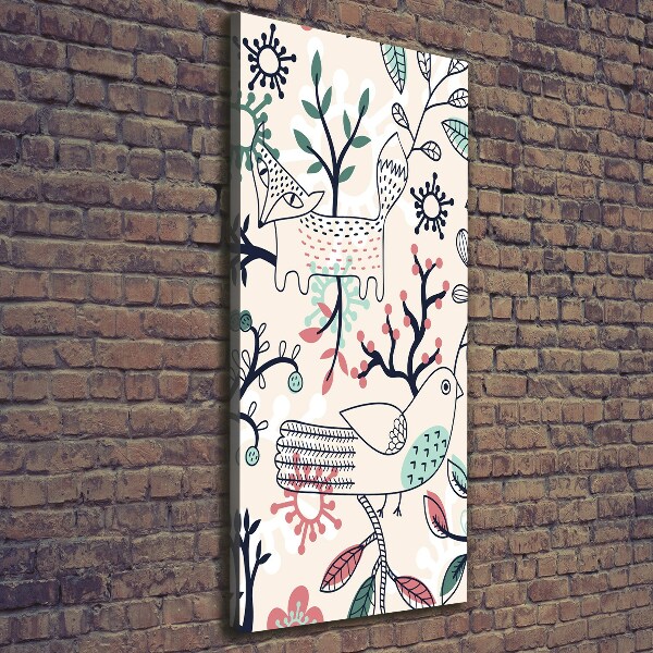 Foto auf leinwand vertikales Tiere und Blumen