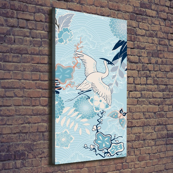 Wandbild vertikales Kranich und Blumen