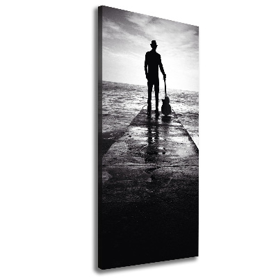 Foto auf leinwand vertikales Gitarrist auf dem Pier