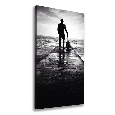 Foto auf leinwand vertikales Gitarrist auf dem Pier